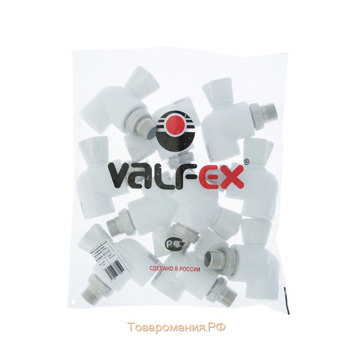 Кран шаровой для радиатора VALFEX, полипропиленовый, угловой, 25 х 1/2"