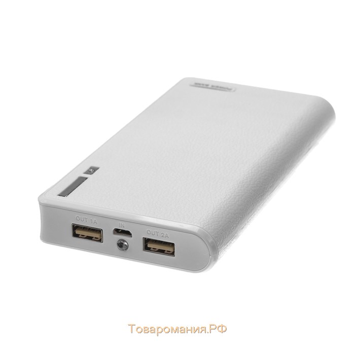 Внешний аккумулятор PB-01, 7200 мАч, 2 USB, 1/2.1 А, фонарик, белый