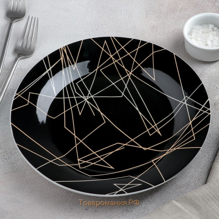 Тарелка керамическая обеденная «Кассиопея», d=24 см, цвет чёрный