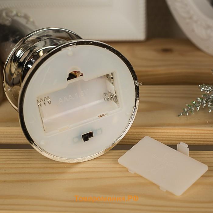 Светодиодная фигура «Свеча со снеговиком» 7 × 20 × 7 см, пластик, батарейки АААх2 (не в комплекте), свечение тёплое белое