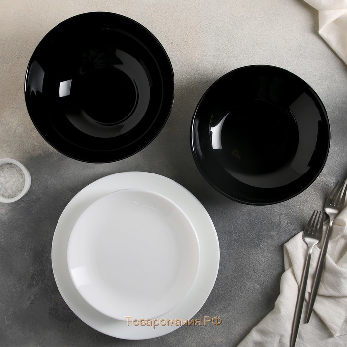Сервиз столовый стеклокерамический Diwali, 19 предметов, цвет белый, чёрный