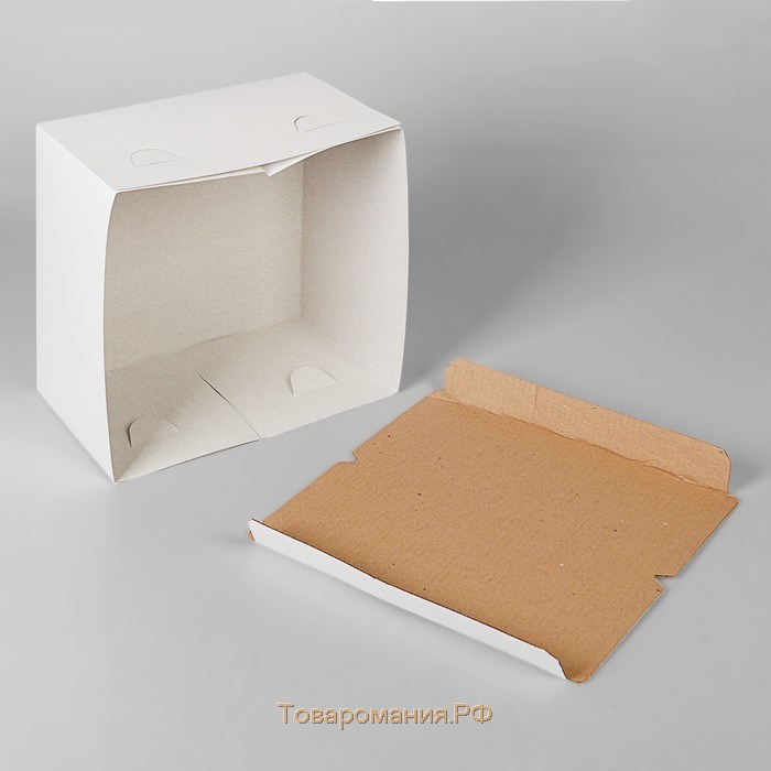 Коробка под торт, белая, 30 х 30 х 19 см