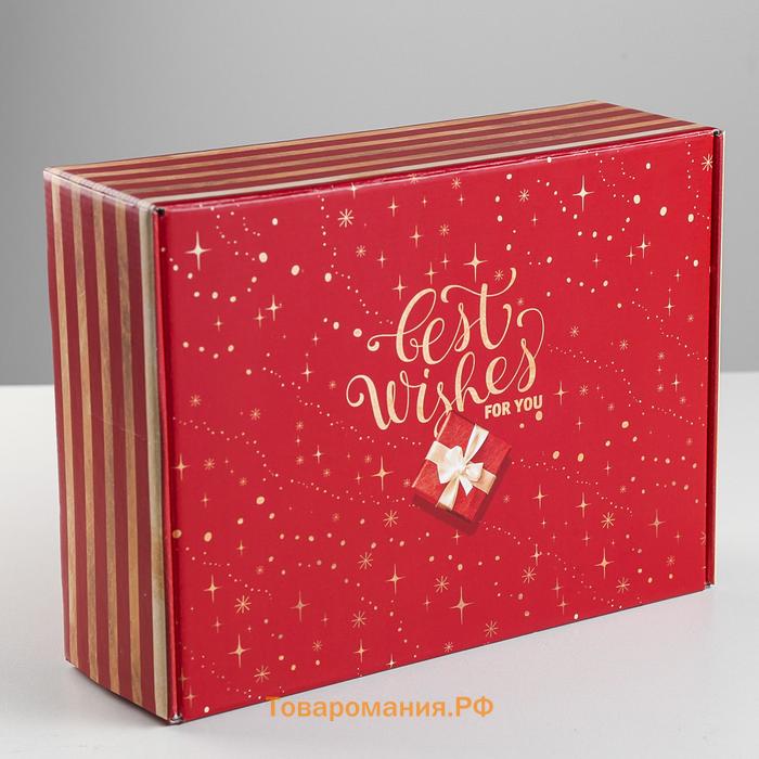 Коробка складная «С наилучшими пожеланиями», 30.7 х 22 х 9.5 см, Новый год