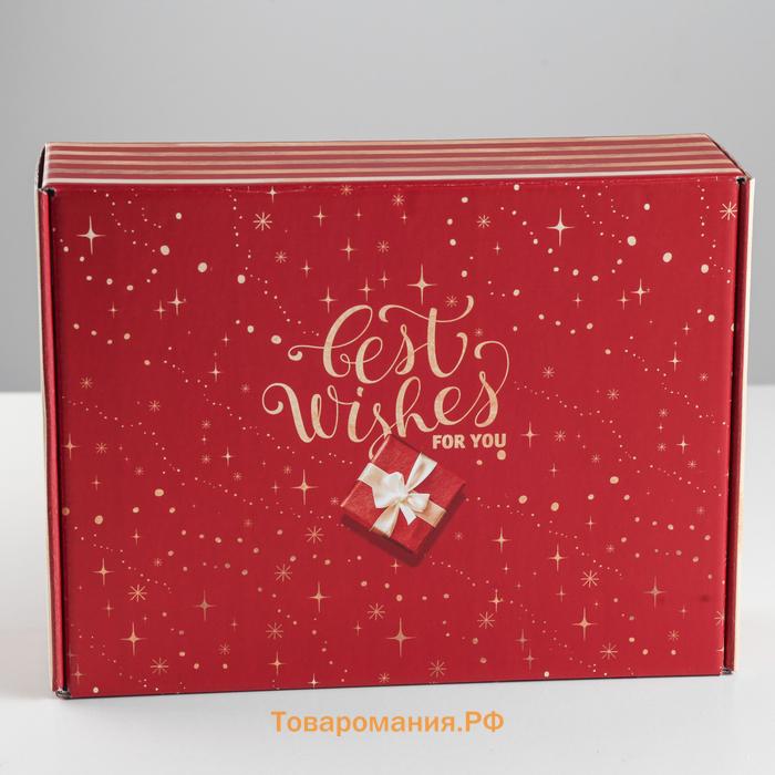 Коробка складная «С наилучшими пожеланиями», 30.7 х 22 х 9.5 см, Новый год