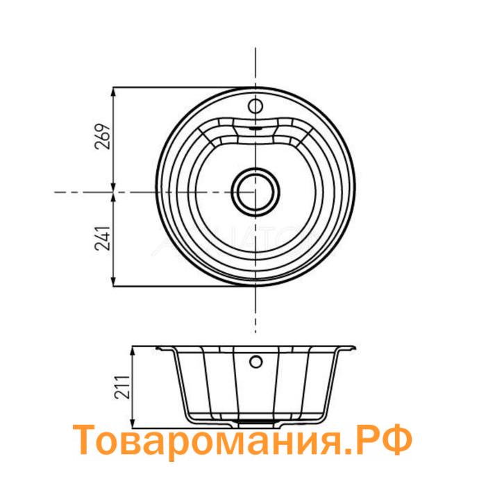 Мойка для кухни из литого мрамора AQUATON Мида круглая графит 1A712732MD210