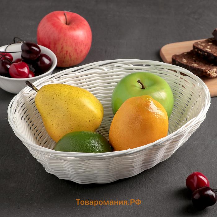Корзинка для фруктов и хлеба  «Молоко», 25×18×6.5 см, пластик, плетёная, белая