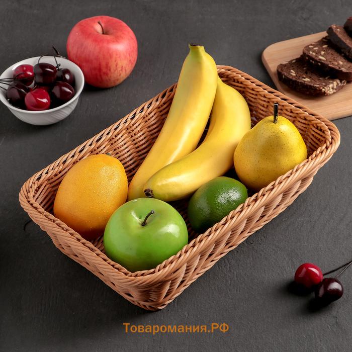 Корзинка для фруктов и хлеба  «Капучино», пластик, плетёная, 30×19.5×6 см, коричневая