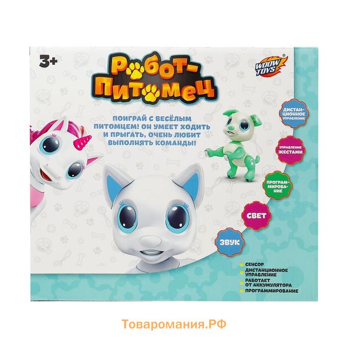 Робот собака «Питомец» WOOW TOYS, на пульте управления, интерактивный: звук, свет, танцующий, на аккумуляторе, бирюзовый