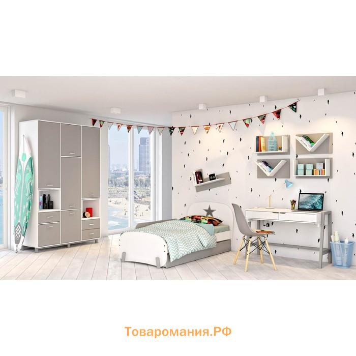 Полка Polini kids Mirum 5Y 800, цвет белый-серый