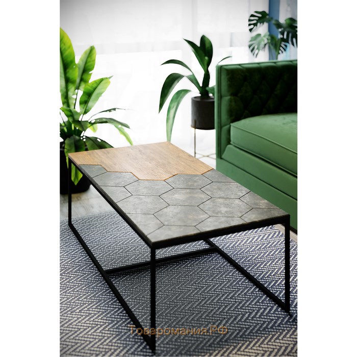 Стол журнальный «Китч», 1200 × 600 × 390 мм, цвет дуб американский / серый бетон