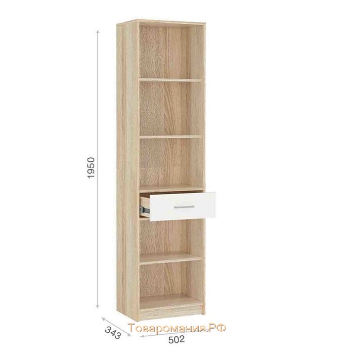 Шкаф-пенал «Стелс», 2 двери, 1 ящик, 502 × 343 × 1950 мм, цвет дуб сонома / белый