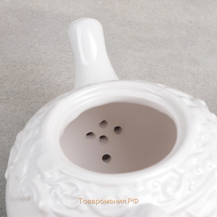 Чайник керамический заварочный «Винтаж», 900 мл, цвет белый