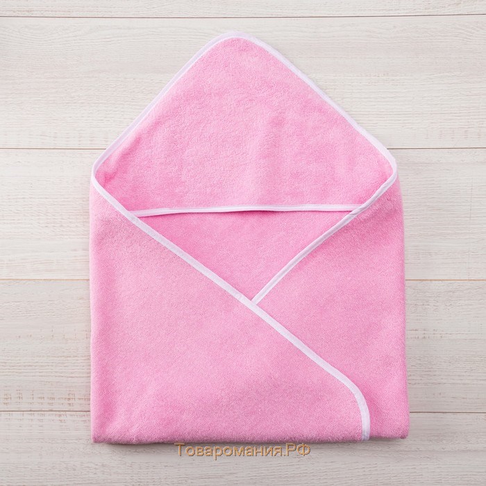 Полотенце-уголок махровый "Крошка Я" 85х85 см, цвет нежно-розовый, 100% хлопок, 320 г/м2
