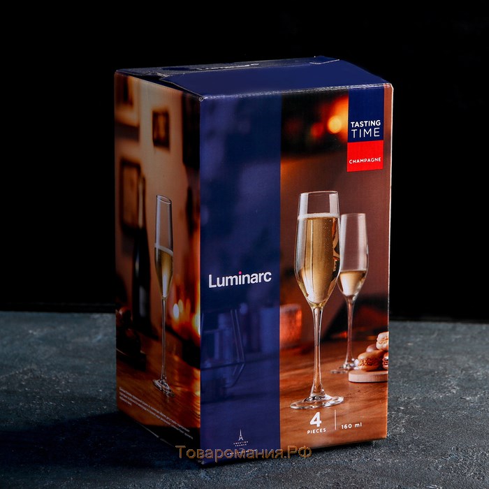 Набор стеклянных бокалов для шампанского «Время дегустаций. Шампань», 160 мл, 4 шт