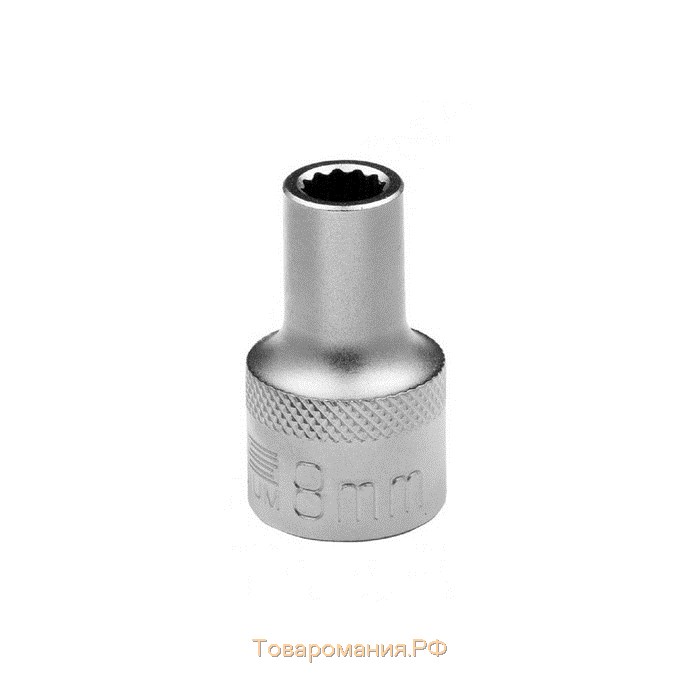 Головка торцевая Stels 13647, под квадрат, 1/2", 8 мм, CrV, двенадцатигранная, хромированная