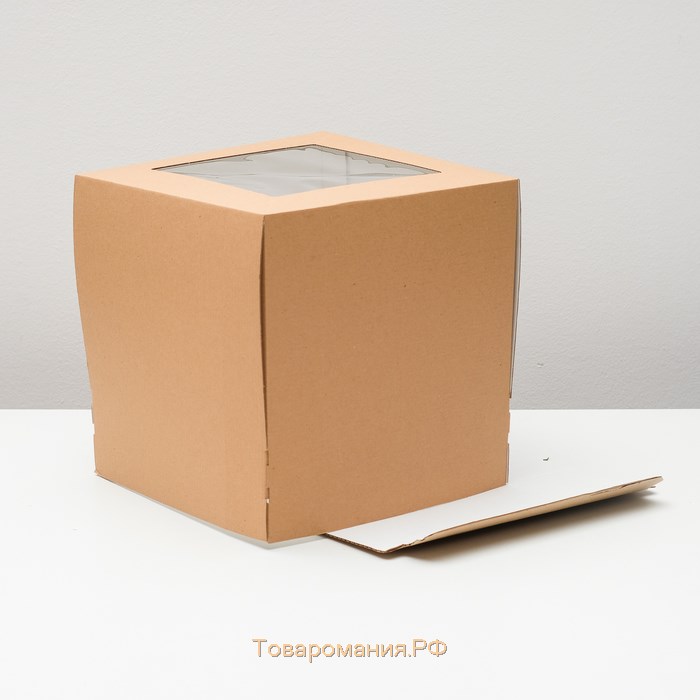 Коробка для торта, с окном, крафт, 30 х 30 х 30 см