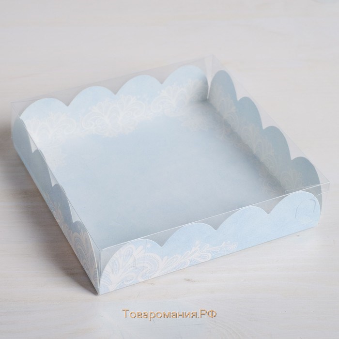 Коробка для печенья, кондитерская упаковка с PVC крышкой, «Сделано с любовью», 13 х 13 х 3 см