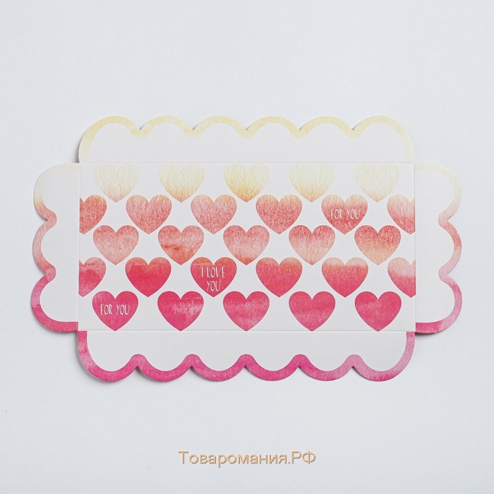 Коробка для печенья, кондитерская упаковка с PVC крышкой, I love you, 21 х 10.5 х 3 см