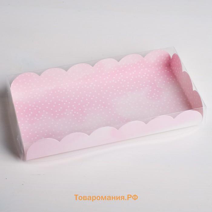 Коробка для печенья, кондитерская упаковка с PVC крышкой, Happy your day, 21 х 10.5 х 3 см