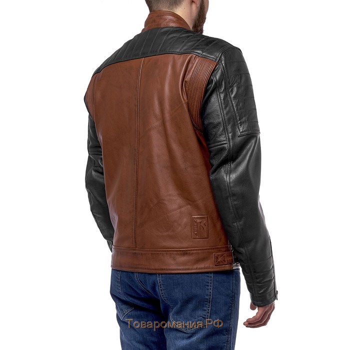 Куртка Bravo 7, кожа, коричневый, чёрный, 4XL