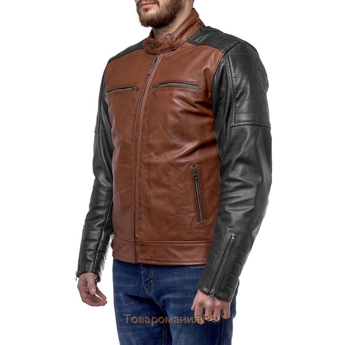 Куртка Bravo 7, кожа, размер M, коричневая, чёрная