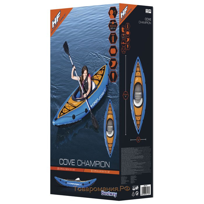 Лодка надувная Cove Champion, 275 x 81 см, вёсла, насос, 65115 Bestway