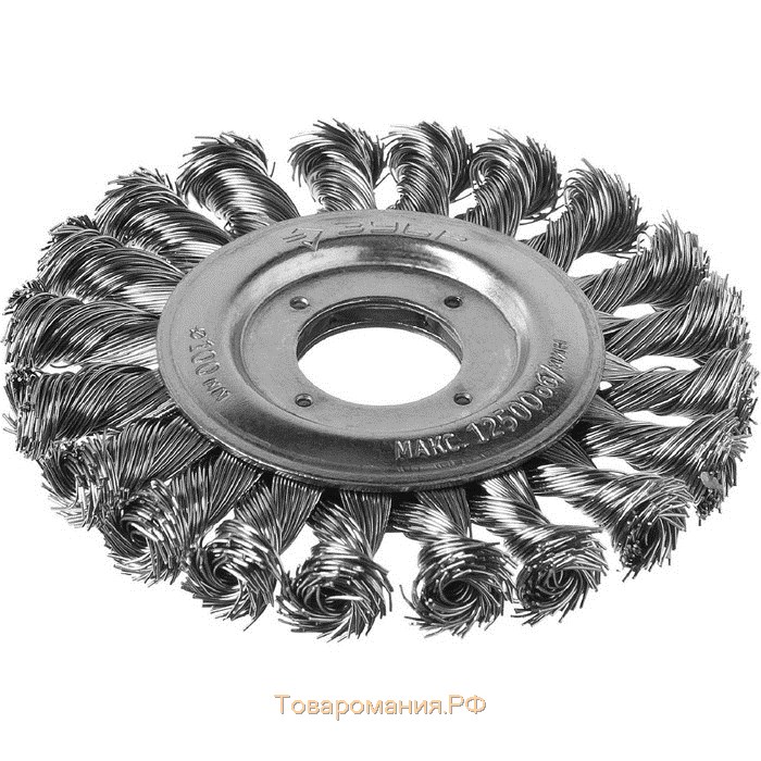 Щетка дисковая "ЗУБР" 35190-100_z02, для УШМ, стальная 0.5 мм, плетеные пучки, 22.2х100 мм