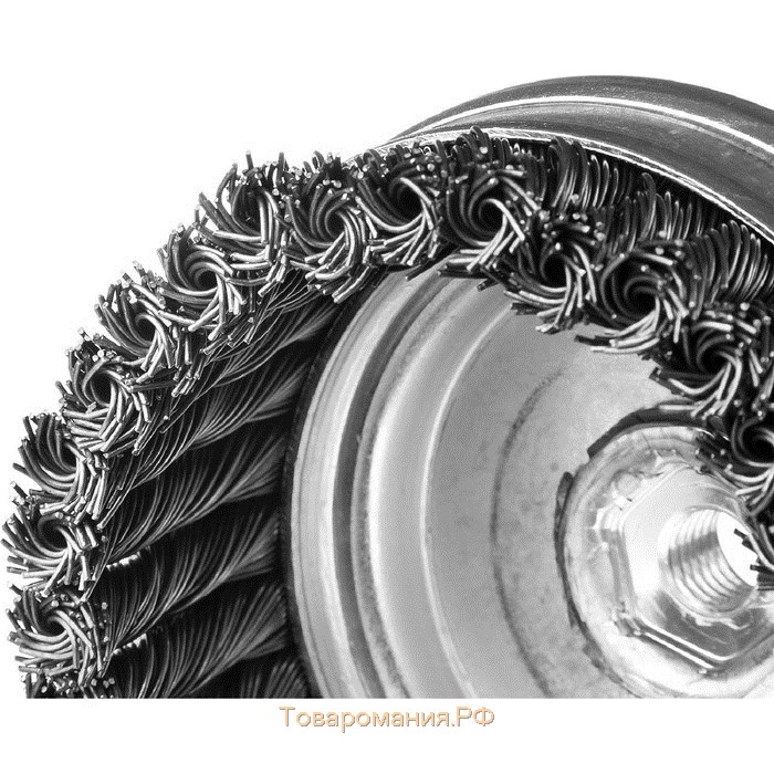 Щетка чашечная "ЗУБР" 35275-120_z02, витая, стальная, плетеные пучки 0.5 мм, М14х120 мм