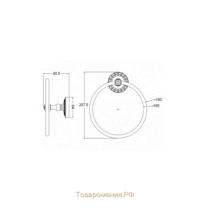 Держатель для полотенца Bronze de Luxe K25004, подвесной, бронза