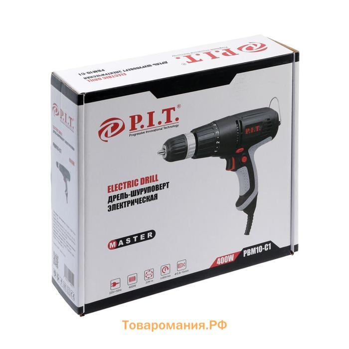 Дрель шуруповерт P.I.T. PBM10-C1, 400 Вт, 800 об/мин, 1 скорость, БЗП 10 мм