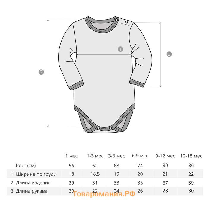 Боди с длинным рукавом, рост 56 см
