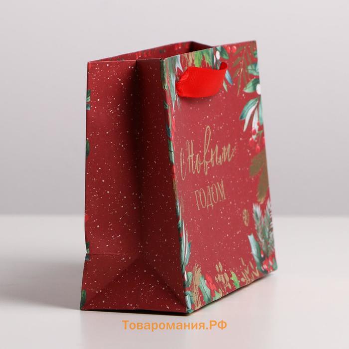 Пакет крафтовый горизонтальный «Новогоднее настроение», S 15 х 12 х 5.5 см, Новый год