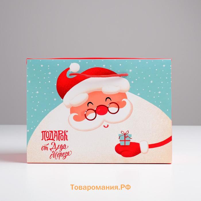 Пакет-коробка «Дед мороз», 28 х 20 х 13 см, Новый год