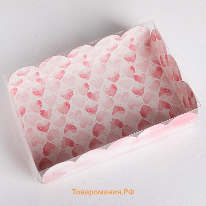 Коробка для печенья, кондитерская упаковка с PVC крышкой, «Для любимых», 20 х 30 х 8 см
