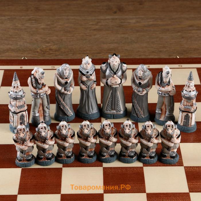 Шахматы польские деревянные большие Madon "Мраморные", 55.5 х 55.5 см, король h-10.5 см