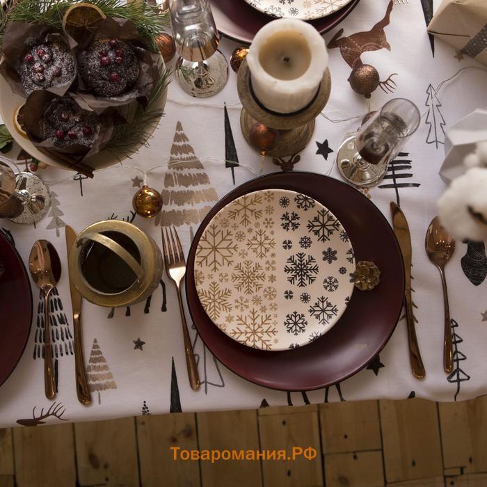 Скатерть "Доляна" X-Mas 146х180+/- 3см, 100%хл, рогожка 164 г/м2