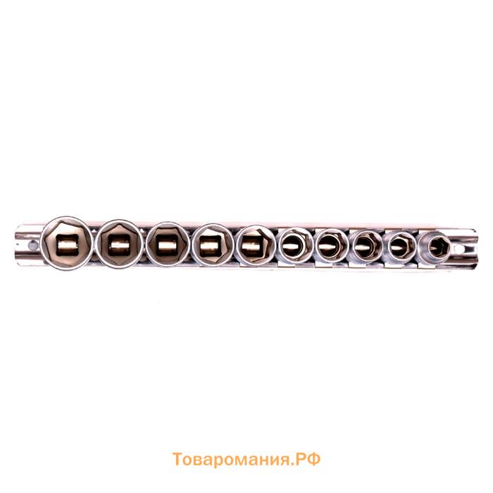 Набор торцевых головок STELS 13601, 3/8", шестигранные, CrV, 8-19 мм, 10 шт.