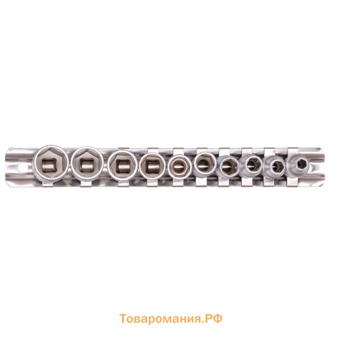 Набор торцевых головок STELS 13602, 1/4", шестигранные, CrV, 4-13 мм, 10 шт.