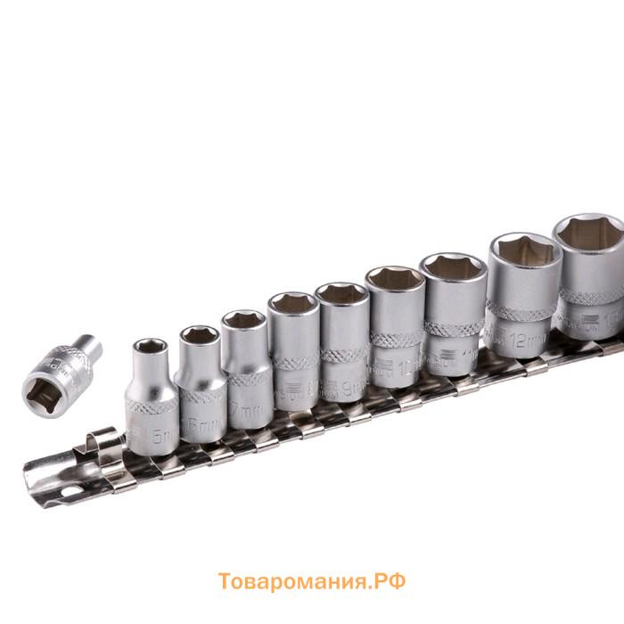 Набор торцевых головок STELS 13602, 1/4", шестигранные, CrV, 4-13 мм, 10 шт.