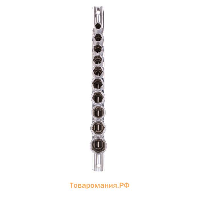 Набор торцевых головок STELS 13604, 3/8", шестигранные, удлиненные, CrV, 8-19 мм, 10 шт.