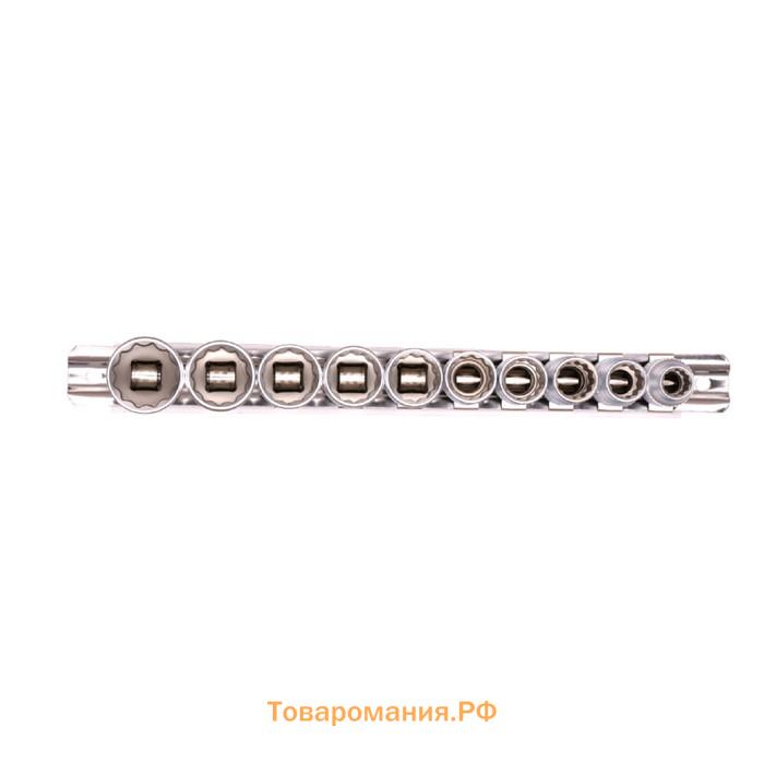 Набор торцевых головок STELS 13607, 3/8", двенадцатигранные, CrV, 8-19 мм, 10 шт.