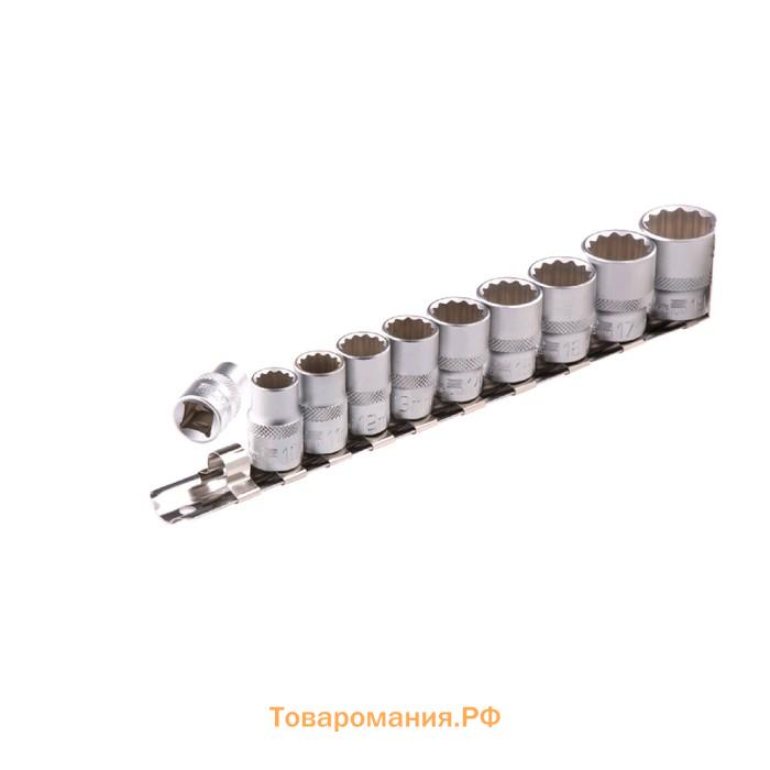 Набор торцевых головок STELS 13607, 3/8", двенадцатигранные, CrV, 8-19 мм, 10 шт.