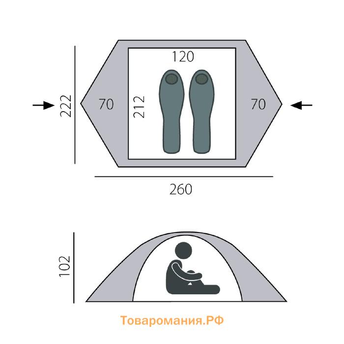 Палатка BTrace Spin 2, двухслойная, 2-местная, цвет зелёный