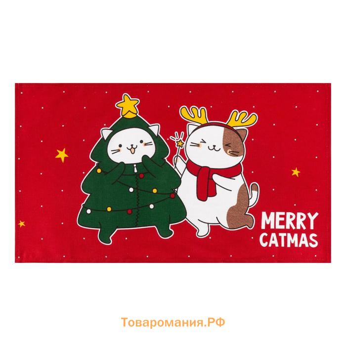 Полотенце "Доляна" Merry catmas 35х60 см,100% хлопок 160 г/м2