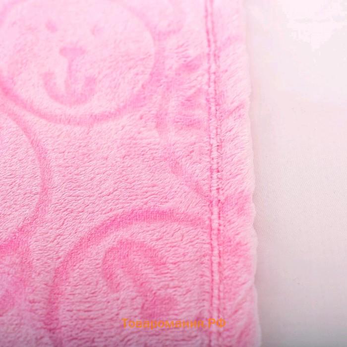 Плед-покрывало, размер 100 × 140 см, принт мишки, розовый