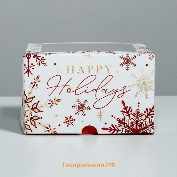 Коробка для капкейков «Let it snow», 16 х 16 х 10 см, Новый год