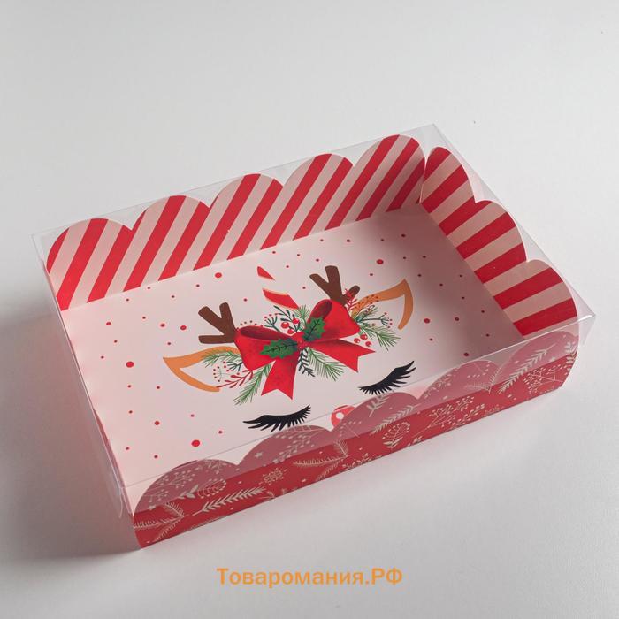 Коробка подарочная с PVC крышкой «Подарок», 20 х 30 х 8 см, Новый год