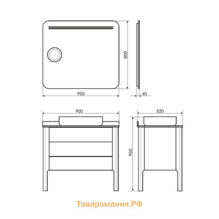 Зеркало Comforty Лондон 90, светодиодная лента, сенсор, 90х80 см