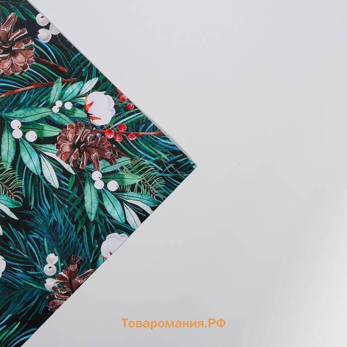 Бумага упаковочная глянцевая «Зимний хлопок», 70 х 100 см, Новый год
