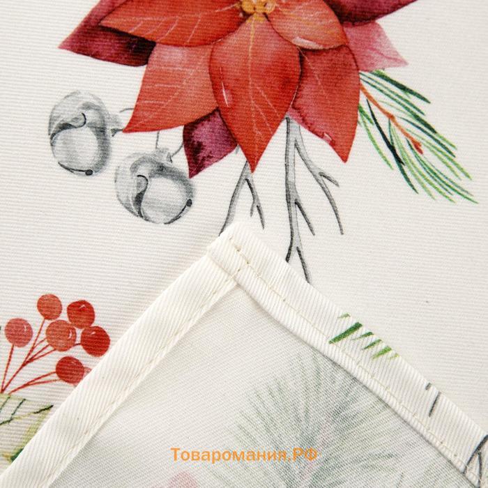 Фартук "" Christmas red flowers 60х70см, 100% хл, саржа 190 гр/м2